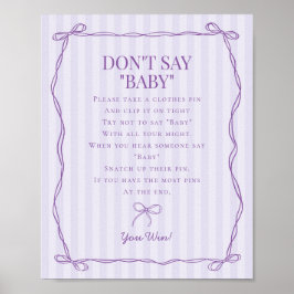 Lila Coquette Bow Dont Say Baby Showspiel Poster