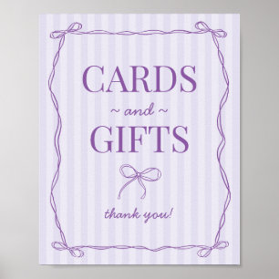 Lila Coquette Bow Lavendel Karten und Geschenkszei Poster