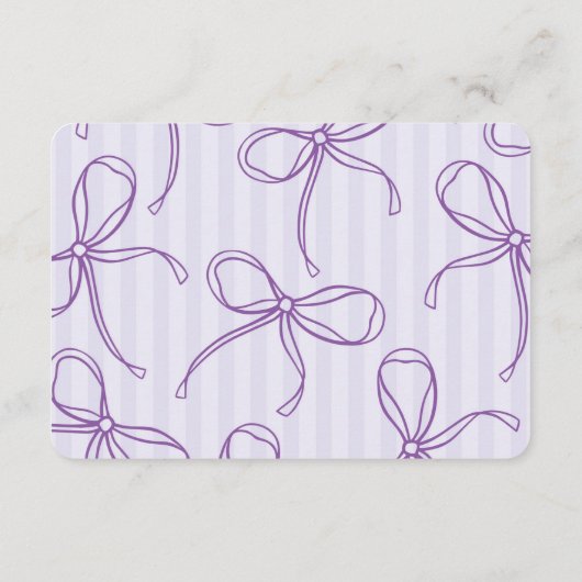 Lila Coquette Bow Lavender Baby Showregistrierung Begleitkarte (Rückseite)
