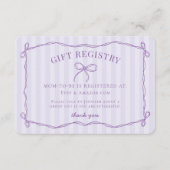 Lila Coquette Bow Lavender Baby Showregistrierung Begleitkarte (Vorderseite)