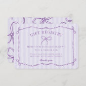 Lila Coquette Bow Lavender Baby Showregistrierung Begleitkarte (Vorne/Hinten)