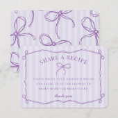 Lila Coquette Bow Pastel Bridal Gemeinsames Rezept Begleitkarte (Vorne/Hinten)