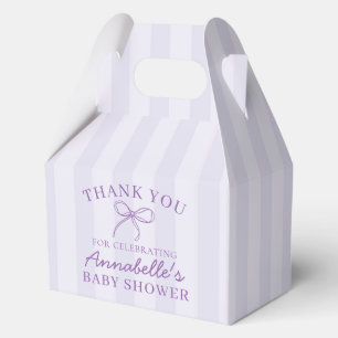 Lila Coquette Bow Pastel Kinderdusche Nachtisch Geschenkschachtel