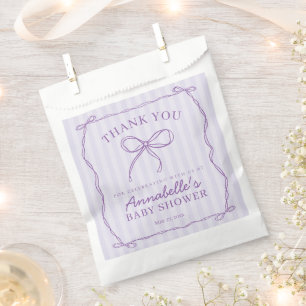 Lila Coquette Bow Pastel Kinderdusche Nachtisch Geschenktütchen
