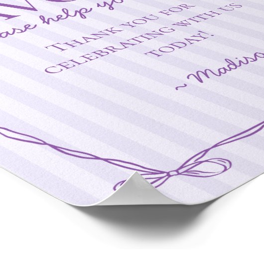 Lila Coquette Bow Pastel Lavender Favoriten Zeiche Poster (Ecke)