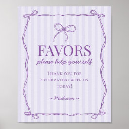 Lila Coquette Bow Pastel Lavender Favoriten Zeiche Poster