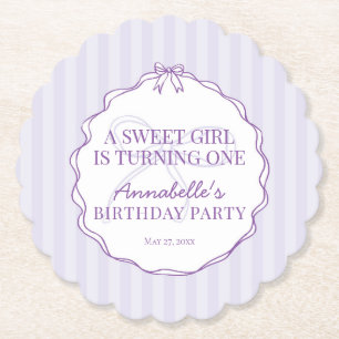 Lila Coquette Bow Pastel Lavender Geburtstagsparty Untersetzer