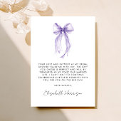 Lila Coquette Bow Wasserfarbe Brautparty Dankeskarte