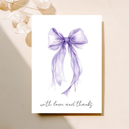 Lila Coquette Bow Wasserfarbe Brautparty Dankeskarte