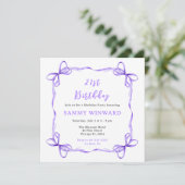 Lila Coquette Ribbon Geburtstagsparty Einladung (Stehend Vorderseite)