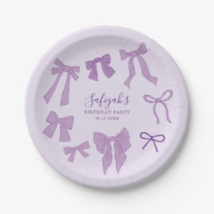 Lila Coquette Ribbons Geburtstagsparty Pappteller