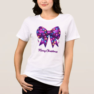 Lila Coquette Weihnachtslichter-Schleife Tri-Blend Shirt