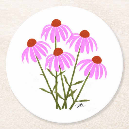 Lila Cornblumen Runder Pappuntersetzer (Vorderseite)