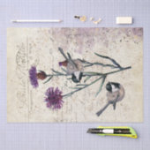 Lila Cornflower Chickadee Bird-Drehbuch Seidenpapier (Handwerk)