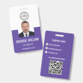 Lila Corporate ID-Abzeichen Ausweis (Vorder- & Rückseite)