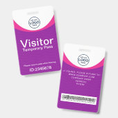 Lila Corporate Visitor Pass ID Barcode Abzeichen Ausweis (Vorder- & Rückseite)