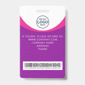 Lila Corporate Visitor Pass ID Barcode Abzeichen Ausweis (Rückseite)
