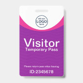 Lila Corporate Visitor Pass ID Barcode Abzeichen Ausweis (Vorderseite)