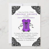 Lila Corset & Black Lace Fingerie Dusche Einladung (Vorderseite)