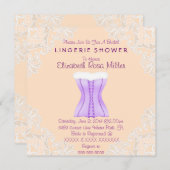 Lila Corset & White Lace Lingerie Brautparty Einladung (Vorne/Hinten)