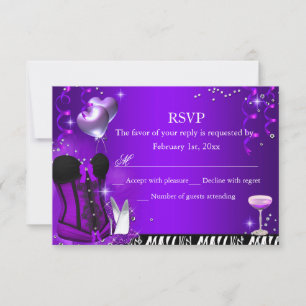 Lila Corset & Zebra Bachelorette UAWG RSVP Karte