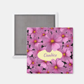 Lila Cosmos-Blume-Design auf schwarzem Hintergrund Magnet (Vorderseite/Rückseite)