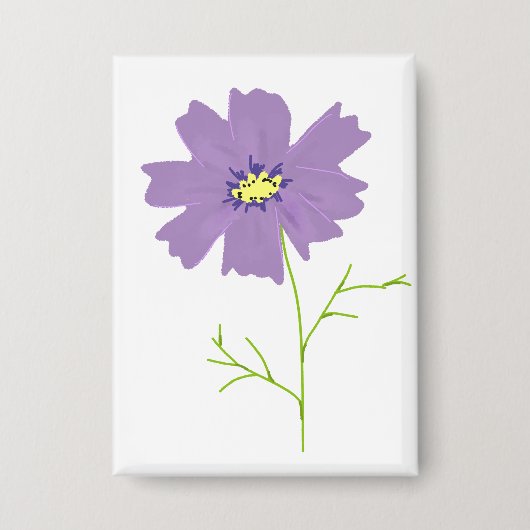 Lila Cosmos-Blumen-Botanik-Geschenk Button (Vorderseite)