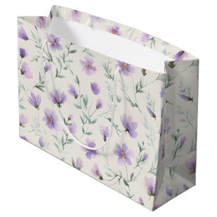 Lila Cottagecore Wildblumen Botanischer Druck Große Geschenktüte