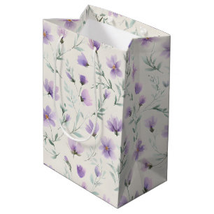 Lila Cottagecore Wildblumen Botanischer Druck Mittlere Geschenktüte