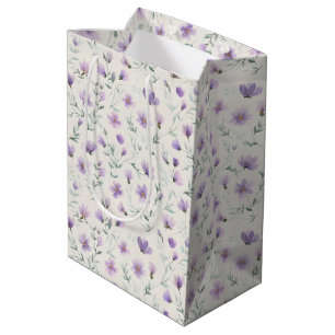 Lila Cottagecore Wildblumen Botanischer Druck Mittlere Geschenktüte