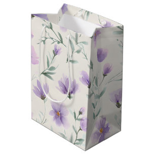 Lila Cottagecore Wildblumen Botanischer Druck Mittlere Geschenktüte