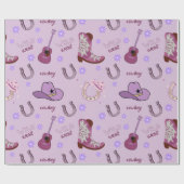 Lila Cowboy Wild West Muster  Geschenkpapier (Flach)