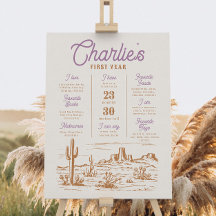 Lila Cowgirl Birthday Milestone Poster