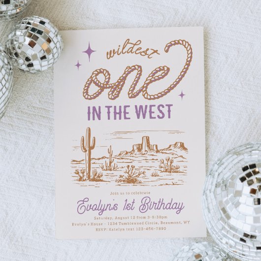 Lila Cowgirl Erstgeburt Einladung