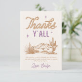 Lila Cowgirl Geburtstagsparty Dankeschön Karte (Stehend Vorderseite)