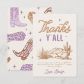 Lila Cowgirl Geburtstagsparty Dankeschön Karte (Vorne/Hinten)