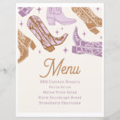 Lila Cowgirl Party Menu (Menü) (Vorderseite)