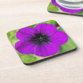 Lila Cranesbill Geranium Floral Getränkeuntersetzer (Linke Seite)