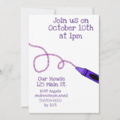 Lila Crayon Birthday Party Einladung (Rückseite)