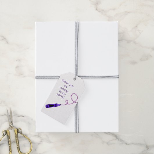 Lila Crayon Geschenkanhänger (Mit Garn)