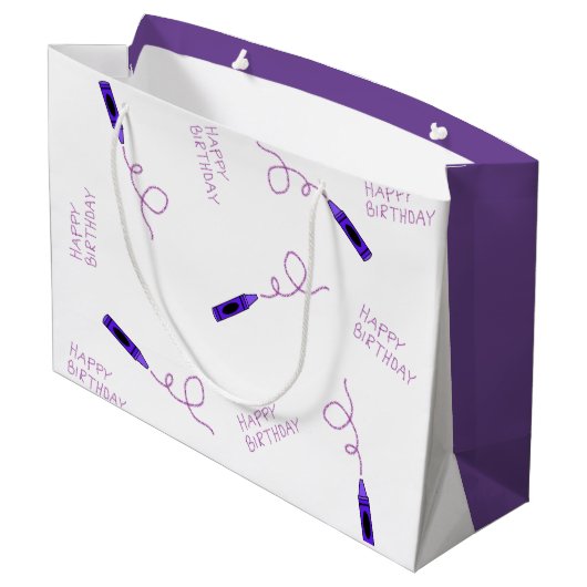 Lila Crayon Große Geschenktüte (Rückseite Schrägansicht)
