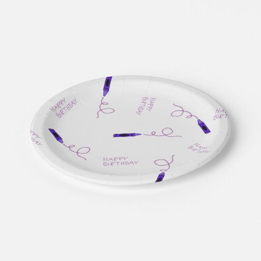 Lila Crayon Pappteller (Schrägansicht)