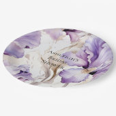 Lila Cream Iris Floral Brautparty Pappteller (Schrägansicht)