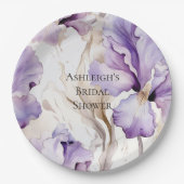 Lila Cream Iris Floral Brautparty Pappteller (Vorderseite)
