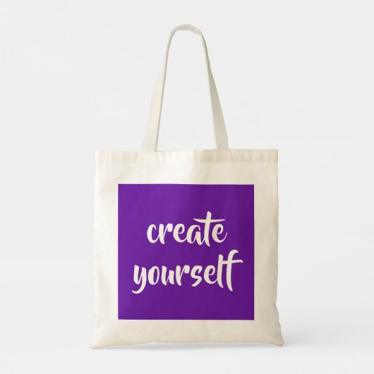 Lila "Create You self"-Tote-Tasche Tragetasche (Rückseite)