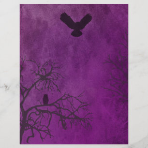 Lila Creepy Wood Halloween Scrapbook Paper
