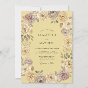 Lila Creme Blumen Romantische Hochzeit Einladung