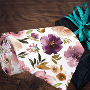 Lila Creme Blush Pink Aquarellblume Krawatte