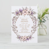 Lila Creme Botanisches Brautparty Einladung (Stehend Vorderseite)