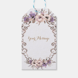 Lila Creme Elegante Botanische Florale Hochzeit Geschenkanhänger